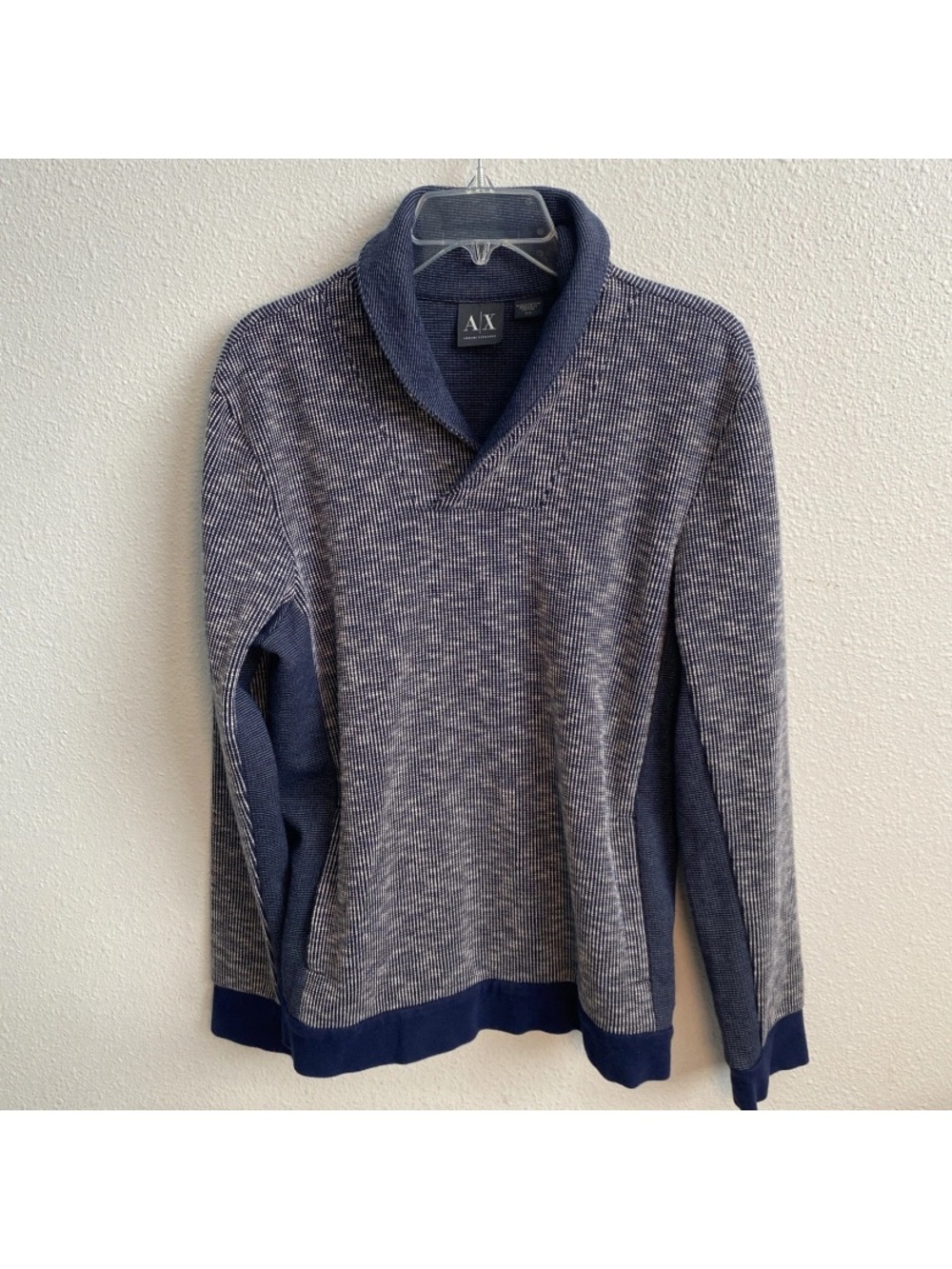 A/X Armani Exchange Men's Long Sleeve Sweater Color Gray and Navy Blue Size Med